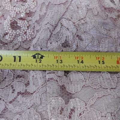 Pink Lace Button Down Top & Skirt, Size 8, Beaded Neckline - VINTAGE