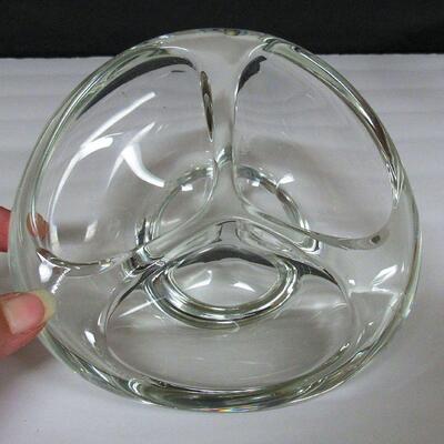 Mid Century Modern Free Form Divided Bowl, Clear Glass
