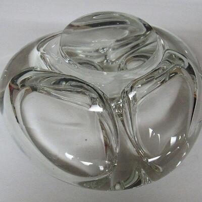 Mid Century Modern Free Form Divided Bowl, Clear Glass