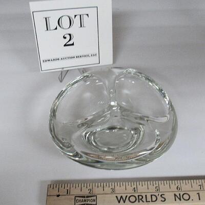 Mid Century Modern Free Form Divided Bowl, Clear Glass