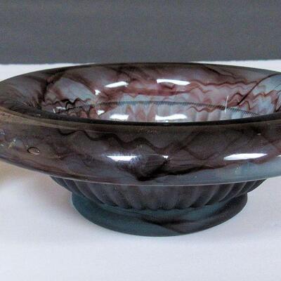 Unusual Art Glass Style Bowl, Multi Colored, Satin Back, Ummarked