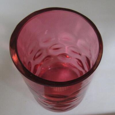 Vintage Cranberry Thumbprint Tall Toothpick or Match Holder