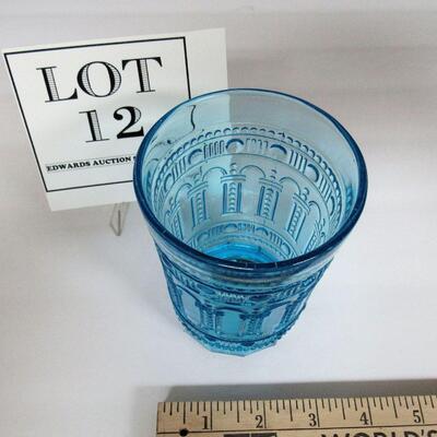Blue Pressed Glass Goblet