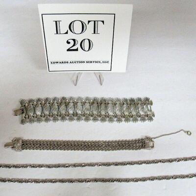 Sarah Coventry Silvertone Bracelet, Goldette NY Multi Strand Bracelet, Necklace