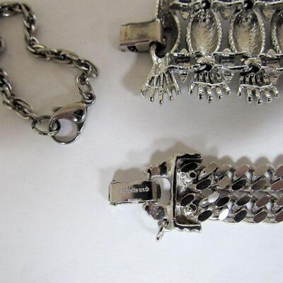 Sarah Coventry Silvertone Bracelet, Goldette NY Multi Strand Bracelet, Necklace