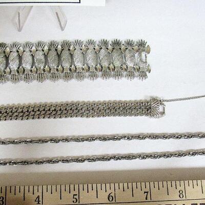Sarah Coventry Silvertone Bracelet, Goldette NY Multi Strand Bracelet, Necklace