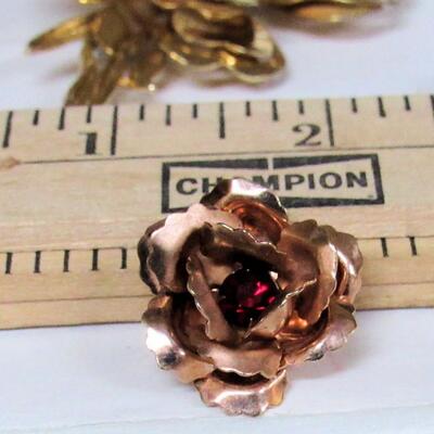 5 Vintage Pins, Rhinestones and Enamel