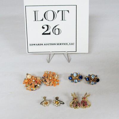 Lot of Vintage Rhinestone Earrings