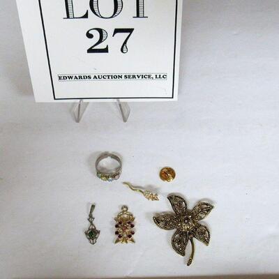 Mixed Lot of Rhinestone Jewelry and Costume Ring, Cute Little Mouse Lapel Pin