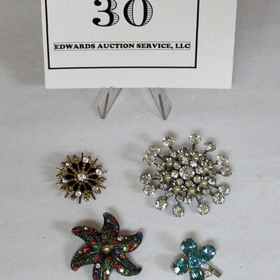 Unmarked Vintage Rhinestone Pins