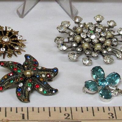 Unmarked Vintage Rhinestone Pins