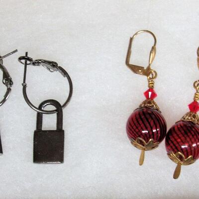 Glass Earrings Are Attributed to Swarvoski, Hand Made Enamel Pin, More, Modern Mixed Lot