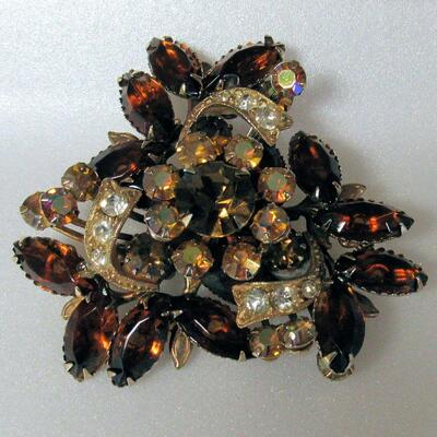 Nice Vintage Louis Segal of Cal Earrings and Pretty Rhinestone Pin