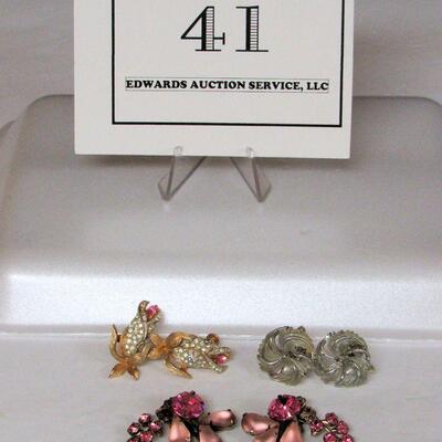 Vintage Lisner Silvertone Earrings, and Rhinestone Earrings Lot