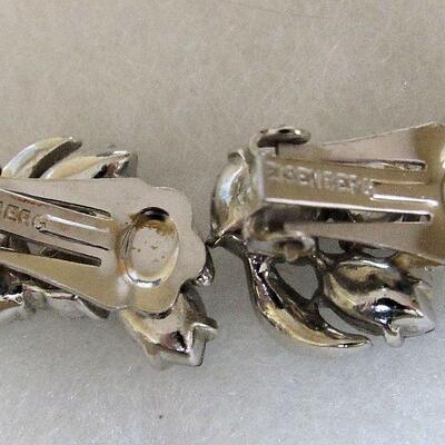 Vintage  Eisenberg Blue Rhinestone Earrings, Read Description