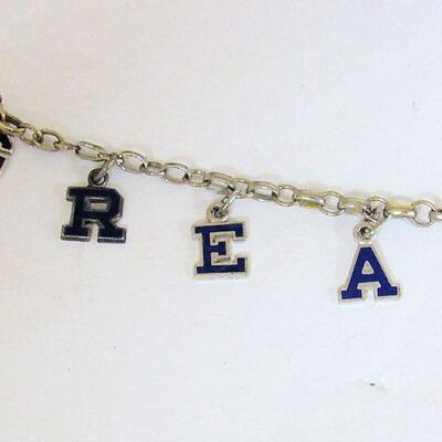 Vintage Sterling Silver USN Great Lakes Charm Bracelet, Missing the K Charm