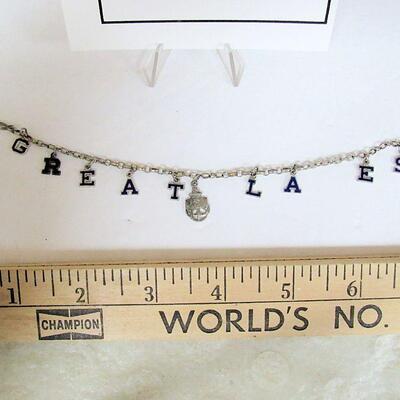 Vintage Sterling Silver USN Great Lakes Charm Bracelet, Missing the K Charm