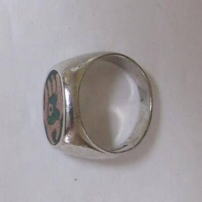 Vintage 925 Silver Ring With Copper Colored Bird Image