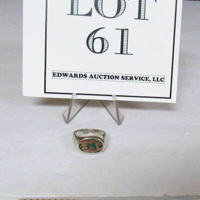 Vintage 925 Silver Ring With Copper Colored Bird Image