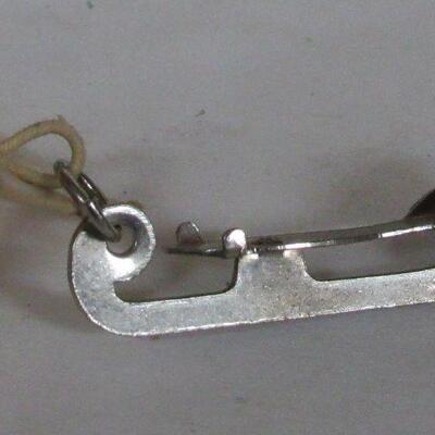 Vintage Sterling Ice Skate Charm and Silver Bangle, Read Description