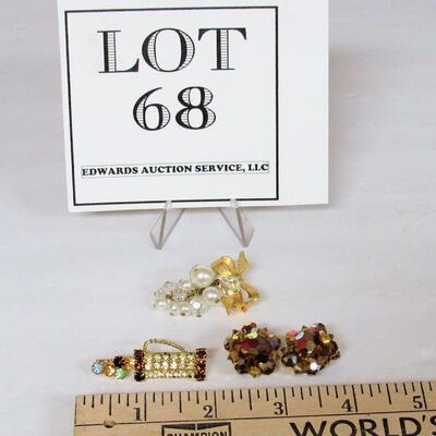 Rhinestone Lot, Golf Bag Pin, Dangly Pin, AB Earrings