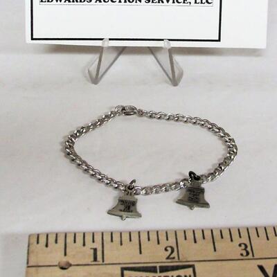 Sterling Bracelet With Sterling Bell Systems Charms, 2 Yr and 3 Yr Attendance