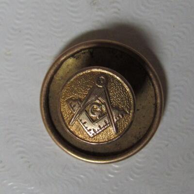 Vintage Mason's Tie Pin, Green Stone on Goldtone Pendant