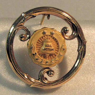 Gold Filled Bell Systems Pin, Broach