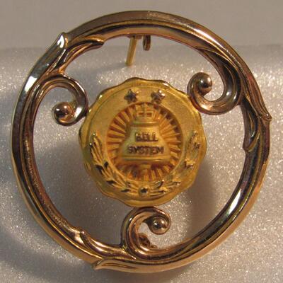 Gold Filled Bell Systems Pin, Broach