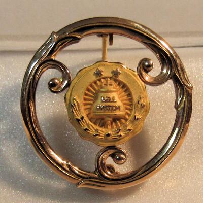 Gold Filled Bell Systems Pin, Broach