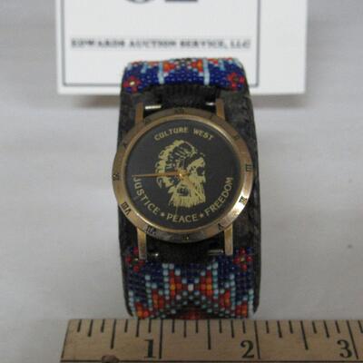 Vintage Native American Cuff Bracelet With 1980s Watch