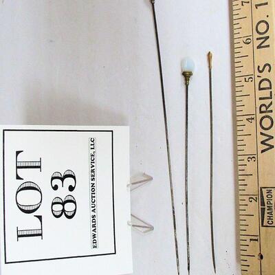 Antique Hat Pins, Gold Head, Sterling Head, Stone Head