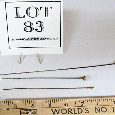 Antique Hat Pins, Gold Head, Sterling Head, Stone Head
