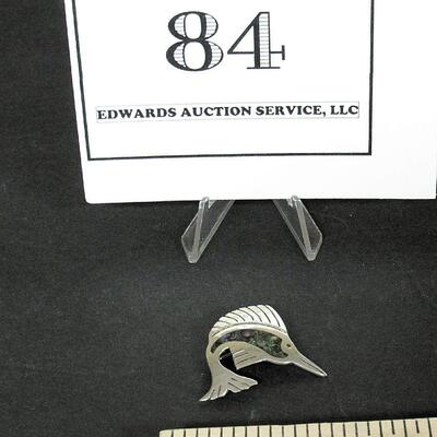 Vintage Sterling and Abalone Shell Sailfish Pin, Mexico