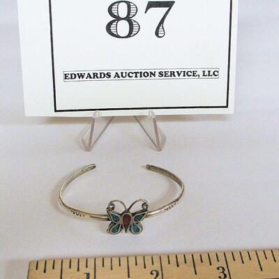 Silver Butterfly Bracelet, Unmarked, Probably Mexico