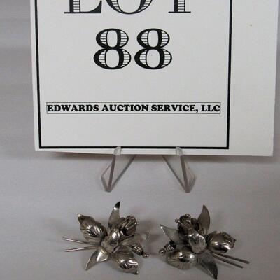 Nice Sterling Orchid Clip Back Earrings