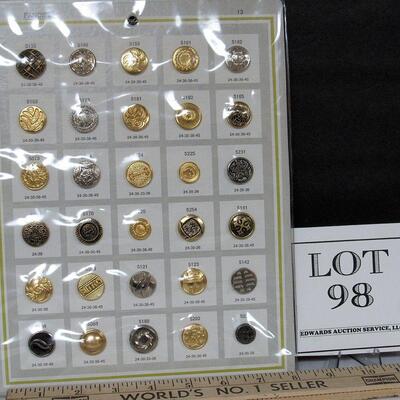 Vintage Card of Salesman's Sample Buttons, Fancies, 30 Buttons