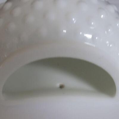 Vintage White Milk Glass Wall Pocket Set, Hobnail, Unmarked, Attributed to Fenton