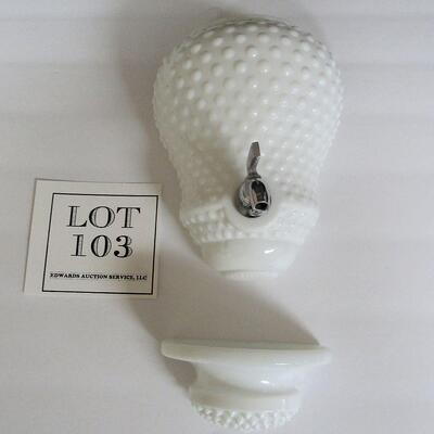 Vintage White Milk Glass Wall Pocket Set, Hobnail, Unmarked, Attributed to Fenton