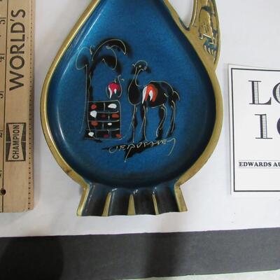 MCM Metal Ashtray Wall Plaque Combo