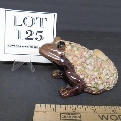 Small Pottery Frog With Shells Bank