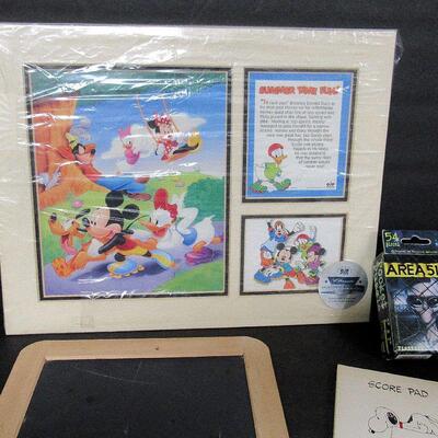 Small Chalk Board, Italy, Disney Framable Picture, Area 41 Alien Puzzle, Snoopy Bridge Score Pad
