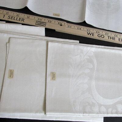 Vintage Cloth Napkins or Place Mats, White on White Lovely Pattern, Set of 11, Czechoslovakia