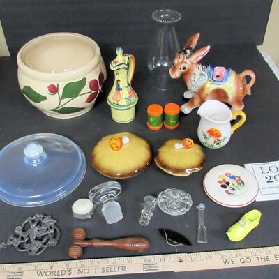 Large Lot of Orphins, Quimper Cruet, Mushroom Covers and Creamer, Fry Glass Cover, More