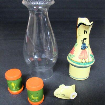 Large Lot of Orphins, Quimper Cruet, Mushroom Covers and Creamer, Fry Glass Cover, More