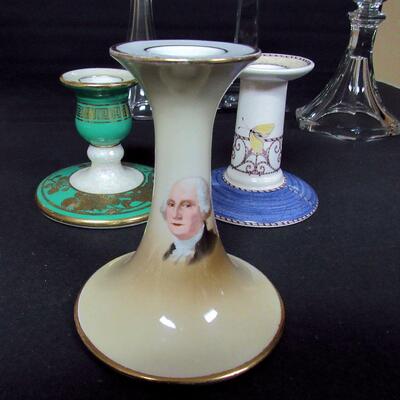 Nice Lot of Vintage Candle Holders, Limoges, Noritake, Wedgwood Sarah's Garden, Clear Glass