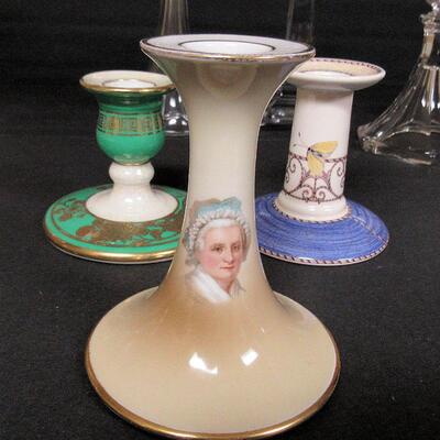 Nice Lot of Vintage Candle Holders, Limoges, Noritake, Wedgwood Sarah's Garden, Clear Glass