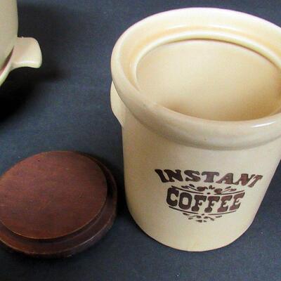 Red Wing Oomph Small Baker, Pfaltzgraff Village Bakers and Instant Coffee