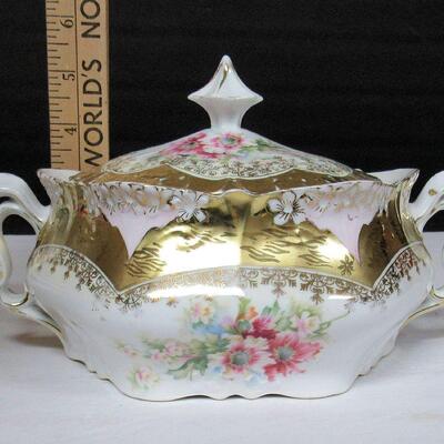 Vintage Dish Lot, Nice Covered Serving Dish, Handled Nappy, Nice Plate