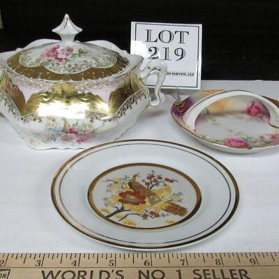 Vintage Dish Lot, Nice Covered Serving Dish, Handled Nappy, Nice Plate